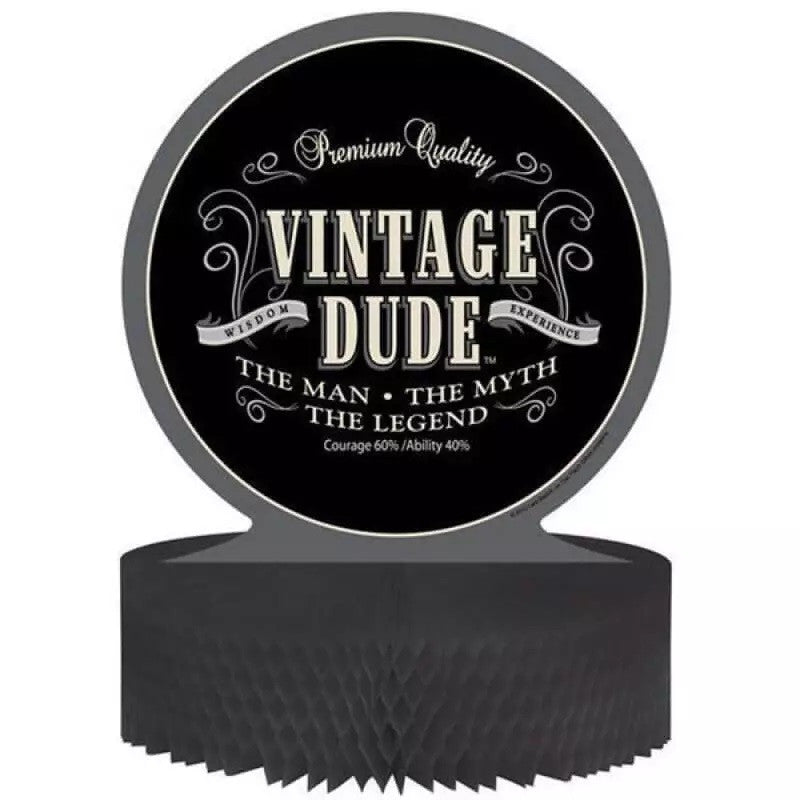 Vintage Dude Birthday Centrepiece Honeycomb 12" Adult Party Decorations