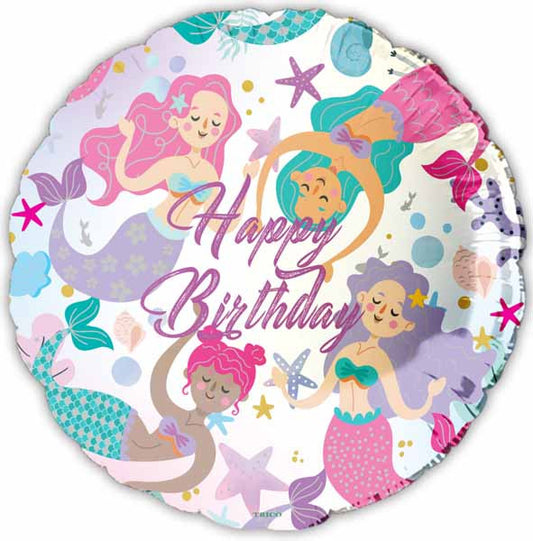 Happy Birthday Mermaids Theme Birthday Party Decor 18" Foil Balloon
