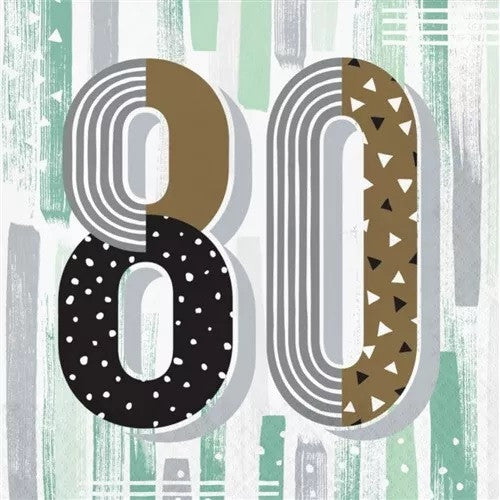 Minted Milestone 80th Birthday Lunch Napkins Paper Party Tableware 16/CT