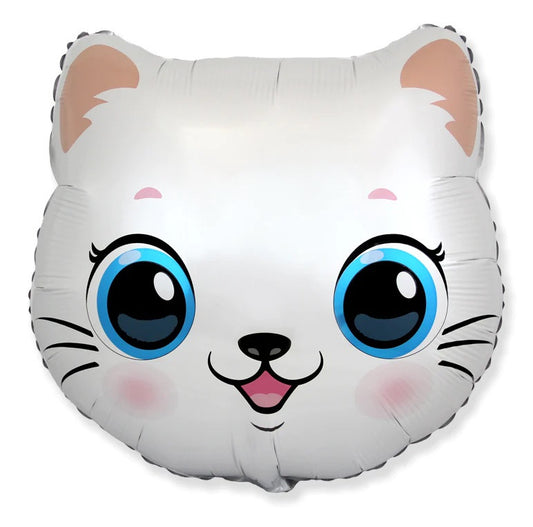 White Cat Head Foil Balloon