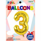 Trico Balloons 34" Gold Number 3 Supershape Foil Mylar