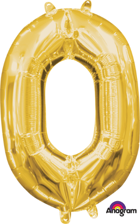 Anagram 16" Air-Filled No. 0 Shape Foil Balloon Gold