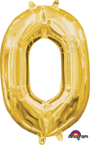 Anagram 16" Air-Filled No. 0 Shape Foil Balloon Gold