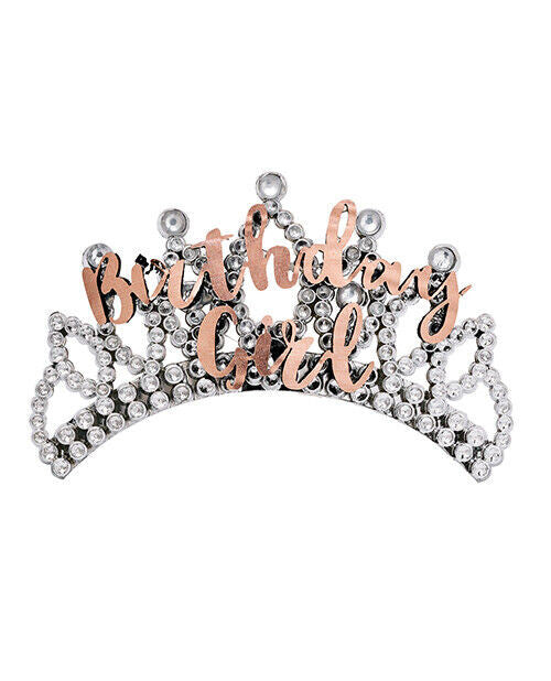 Birthday Girl Metallic Rose Gold Silver Tiara Hair Comb Crown Party B-Day