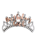Birthday Girl Metallic Rose Gold Silver Tiara Hair Comb Crown Party B-Day