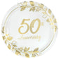 Happy 50th Anniversary 10 1/2" Round Metallic Plates 8/CT