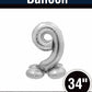 34" Silver Standing Number 9 Balloon Air-Fill ONLY