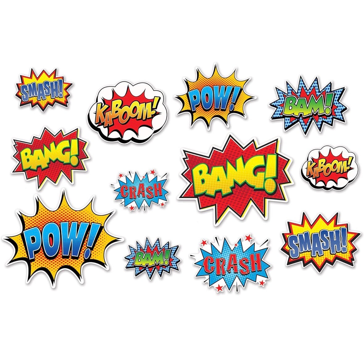 Large Superhero Comic Action Assorted Cutouts 12 PCS