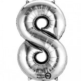 Number 8 Balloon Silver tall