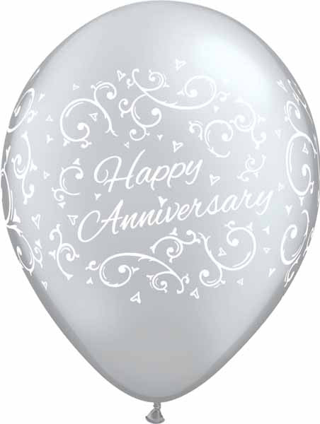 Silver Anniversary Latex Balloon