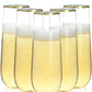 Stemless Champagne Flutes Gold Rim 36 Pack