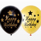 Happy Birthday Gold Black Balloon 12"