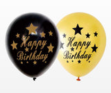 Happy Birthday Gold Black Balloon 12"