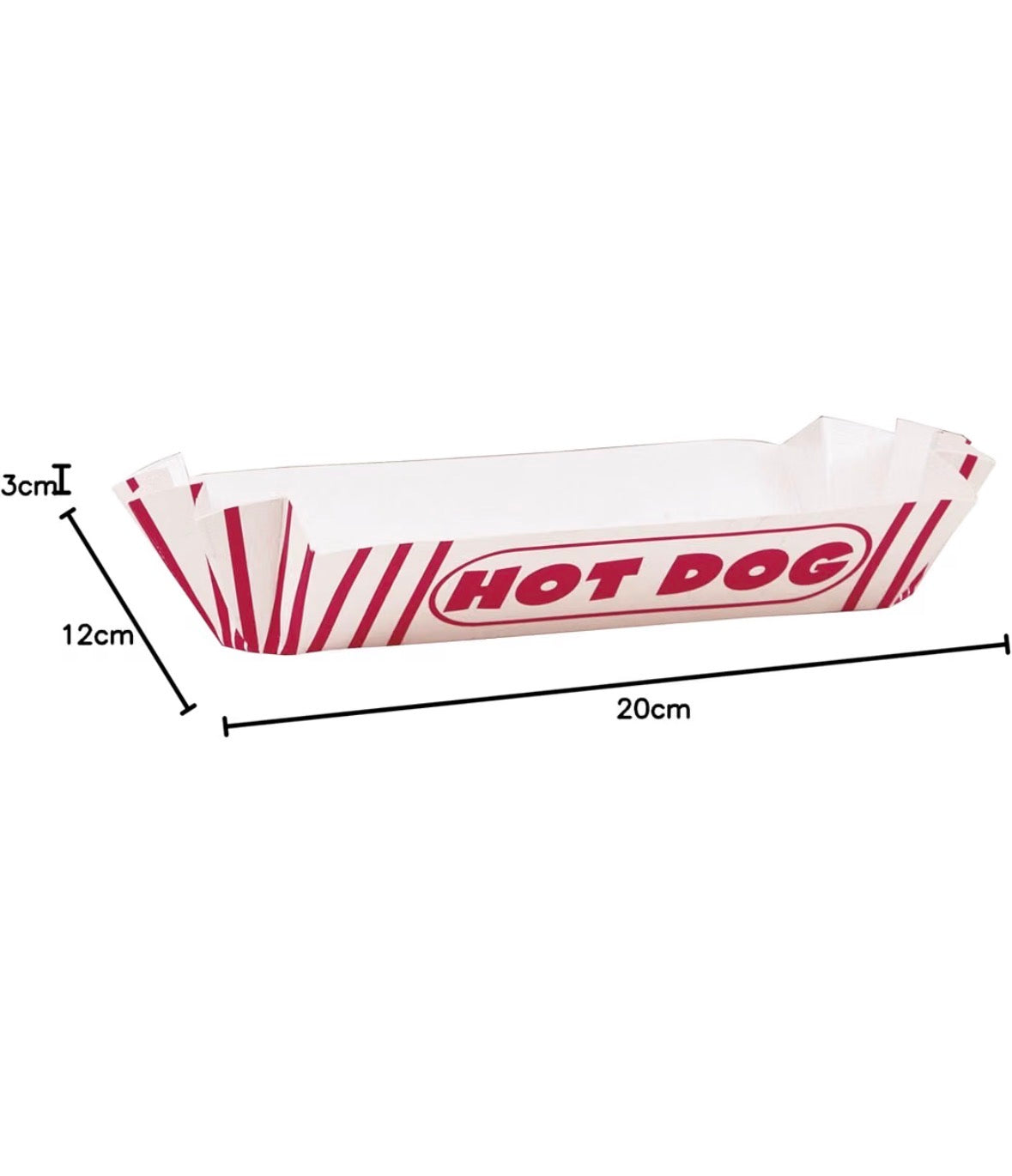 Red & White Striped Paper Hot Dog Tray 8 Pack