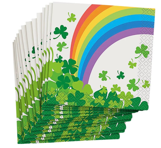 Rainbow Shamrock Beverage Napkins 16 Count - St. Patrick's Day