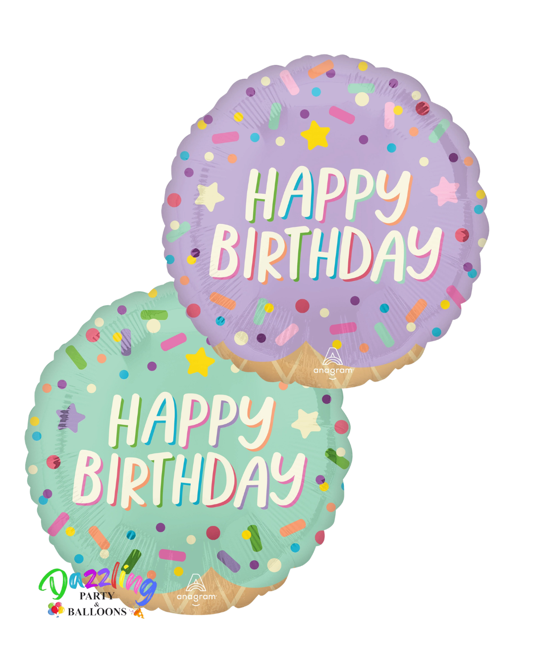 Ice Cream Party Happy Birthday Balloon 18"