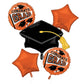 Congrats Grad Orange & Black Balloon Bouquet 5 Foil Balloons Party Decor