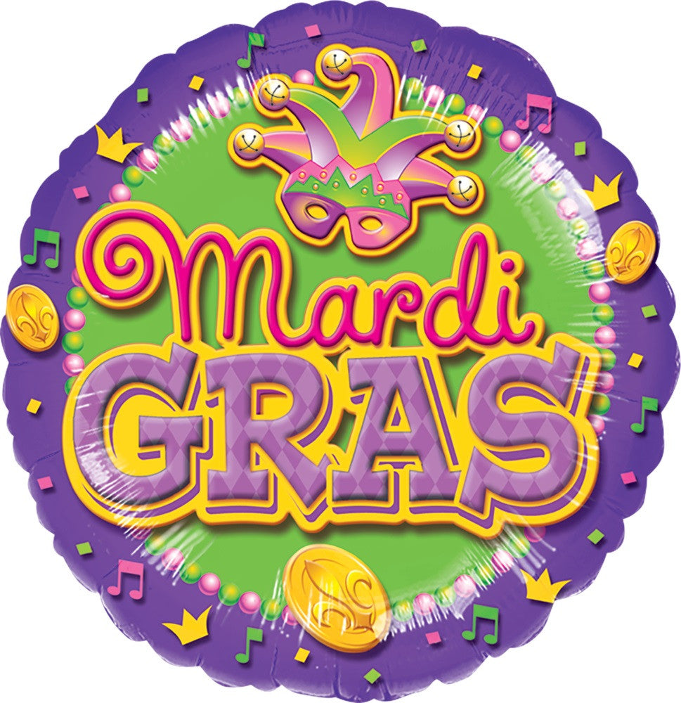 Mardi Gras Mask Round FOil Balloon