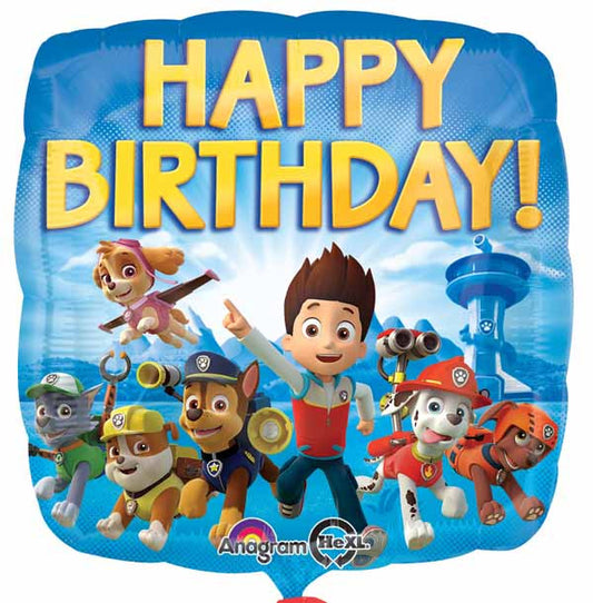Paw Patrol Square Helium Birthday Balloon