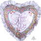 Jumbo Foil Heart Mother's Day Paisley Pattern Frilly Edges Helium