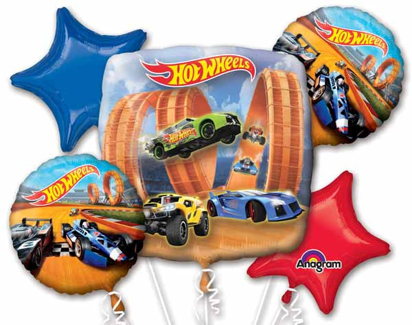 Anagram Hot Wheels Birthday Party Celebration Balloon Bouquet 5 Pack