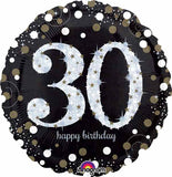 Sparkling 30 Happy Birthday Holographic Foil Balloon