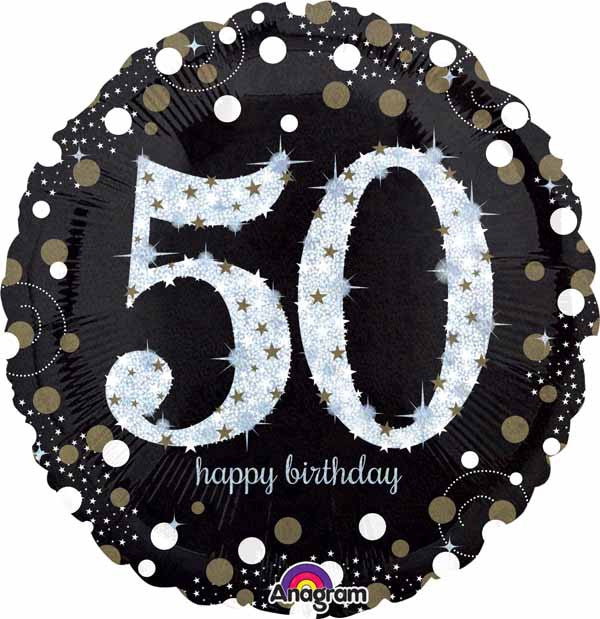 Anagram 18" Sparkling 50 Happy Birthday Holographic Foil Balloon Party Decor