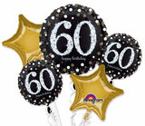 Anagram Sparkling 60 Happy Birthday 5 Foil Balloons Bouquet Party Decor