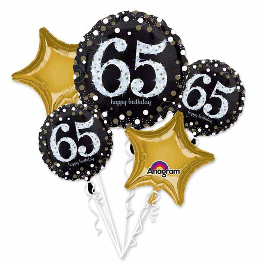 Anagram Sparkling 65 Happy Birthday 5 Foil Balloons Bouquet Party Decor