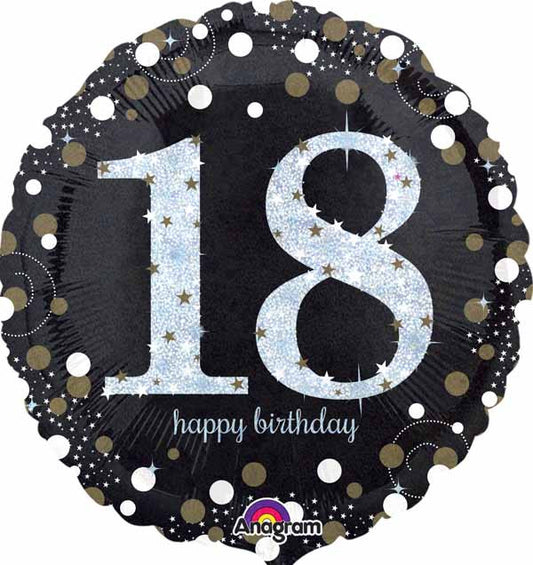 Sparkling 18 Happy Birthday Holographic Foil Balloon Party Decor
