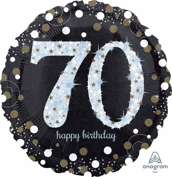 Anagram 18" Sparkling 70 Happy Birthday Holographic Foil Balloon Party Decor