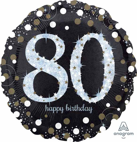 Anagram 18" Sparkling 80 Happy Birthday Holographic Foil Balloon Party Decor