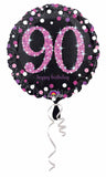 Anagram 18" Pink Sparkling 90 Happy Birthday Holographic Foil Balloon