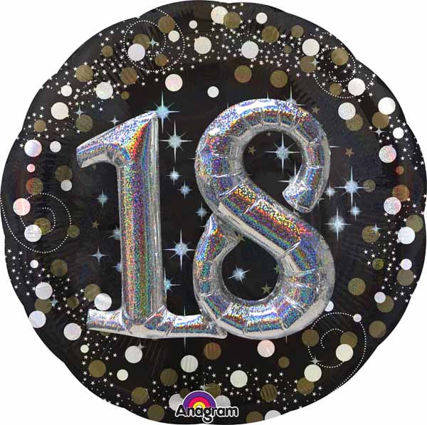 Jumbo Sparkling Holographic Bday Foil Balloon