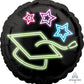 Black & Neon Grad Cap & Stars Foil Balloon