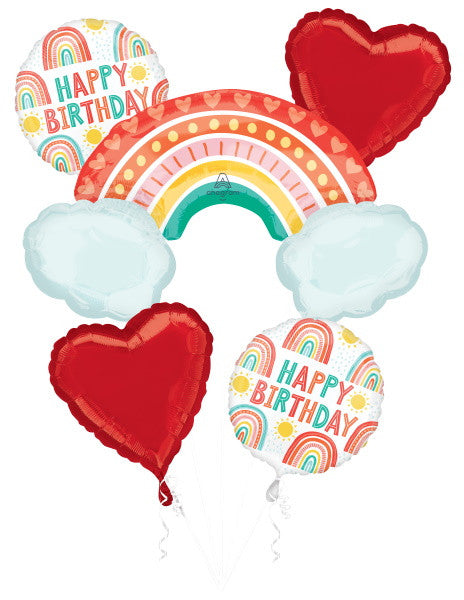 Hearts & Rainbows Happy Birthday Balloon Bouquet