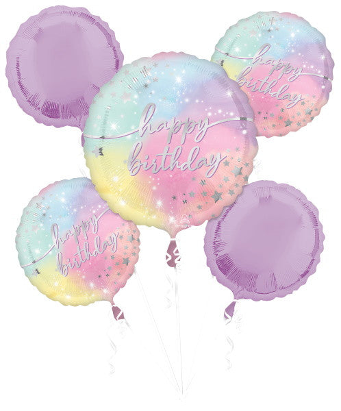 Anagram Luminous Birthday 5 Foil Balloons Bouquet Decor