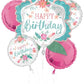 Free Spirit Floral Happy Birthday 5 Foil Balloons Bouquet Party Decor