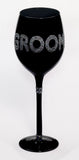 Groom Wine Glass Black & Silver