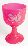 30th birthday hot pink plastic drinking glass