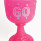 60th birthday hot pink plastic drinking glass