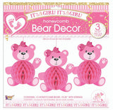 Pink Bear Girl Baby Shower Hanging Decoration