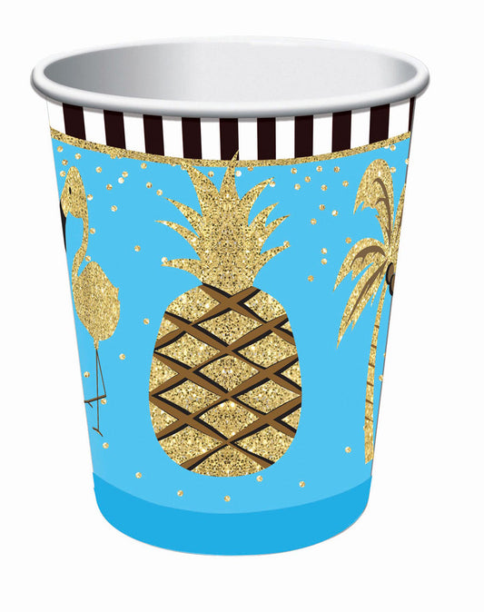 Gold Sparkle Tropical Drinking Paper Cups