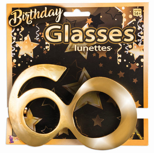 60th birthday gold metallic glasses