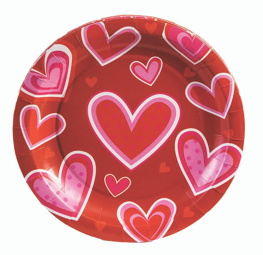 red & pink hearts dinner plates