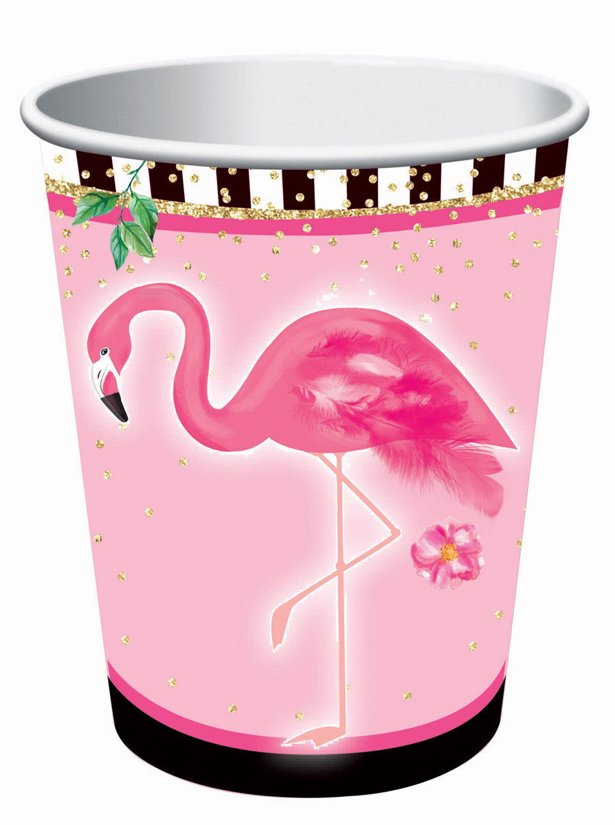 Pink Flamingo Gold Sparkle Drinking Cups