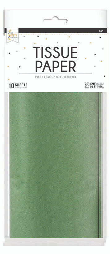 Solid Emerald Green  20" x 20" Tissue Wrap 4 Sheet Pack