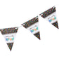 Bunting flags with 'Officially Retired!' text on a white background