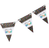 Bunting flags with 'Officially Retired!' text on a white background