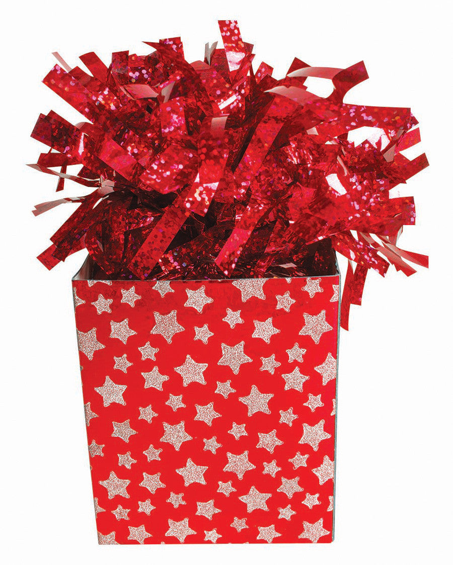 Sparkly Stars Mini Box Red Balloon Weight
